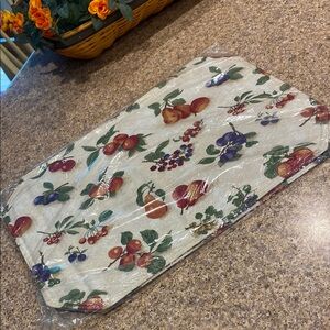 NIP Longaberger 2 Fabric Placemats Blueberry Plaid / Fruit Medley